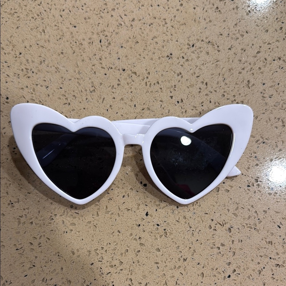 Heart-Shaped White Sunglasses